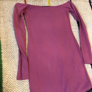 Off the shoulder dark pink mini dress!